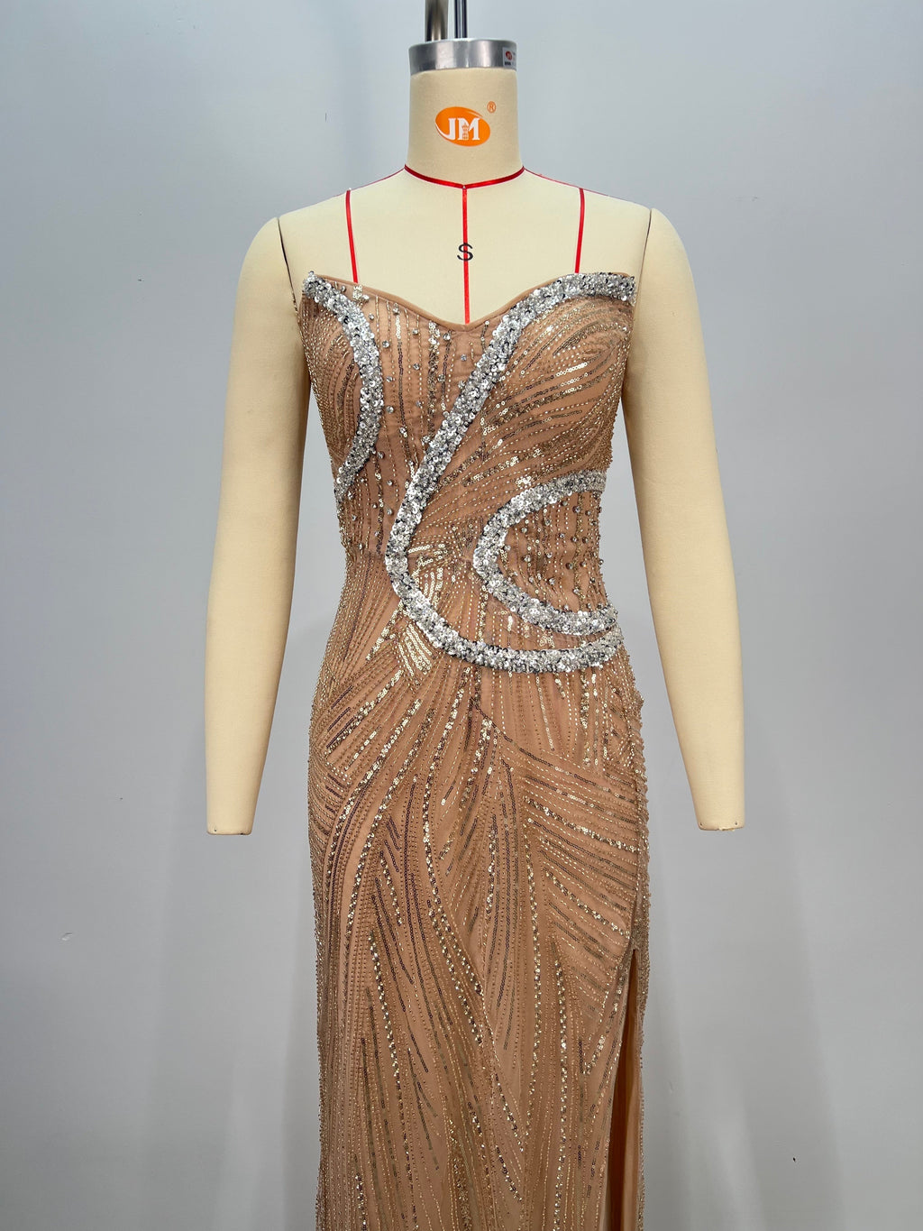 Graceful Golden Current Evening Dress – Back View