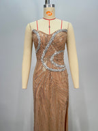 Graceful Golden Current Evening Dress – Back View