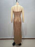 Graceful Golden Current Evening Dress – Flow Shot