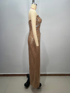 Graceful Golden Current Evening Dress – Full Length