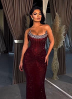 Refined Garnet Hour Evening Dress – Front View