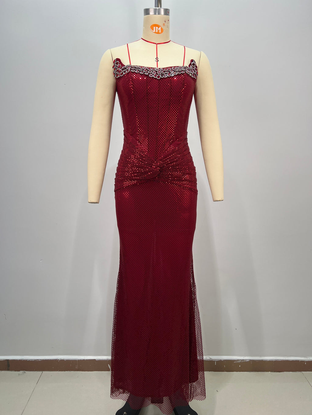 Refined Garnet Hour Evening Dress – Full Length