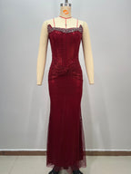 Refined Garnet Hour Evening Dress – Full Length