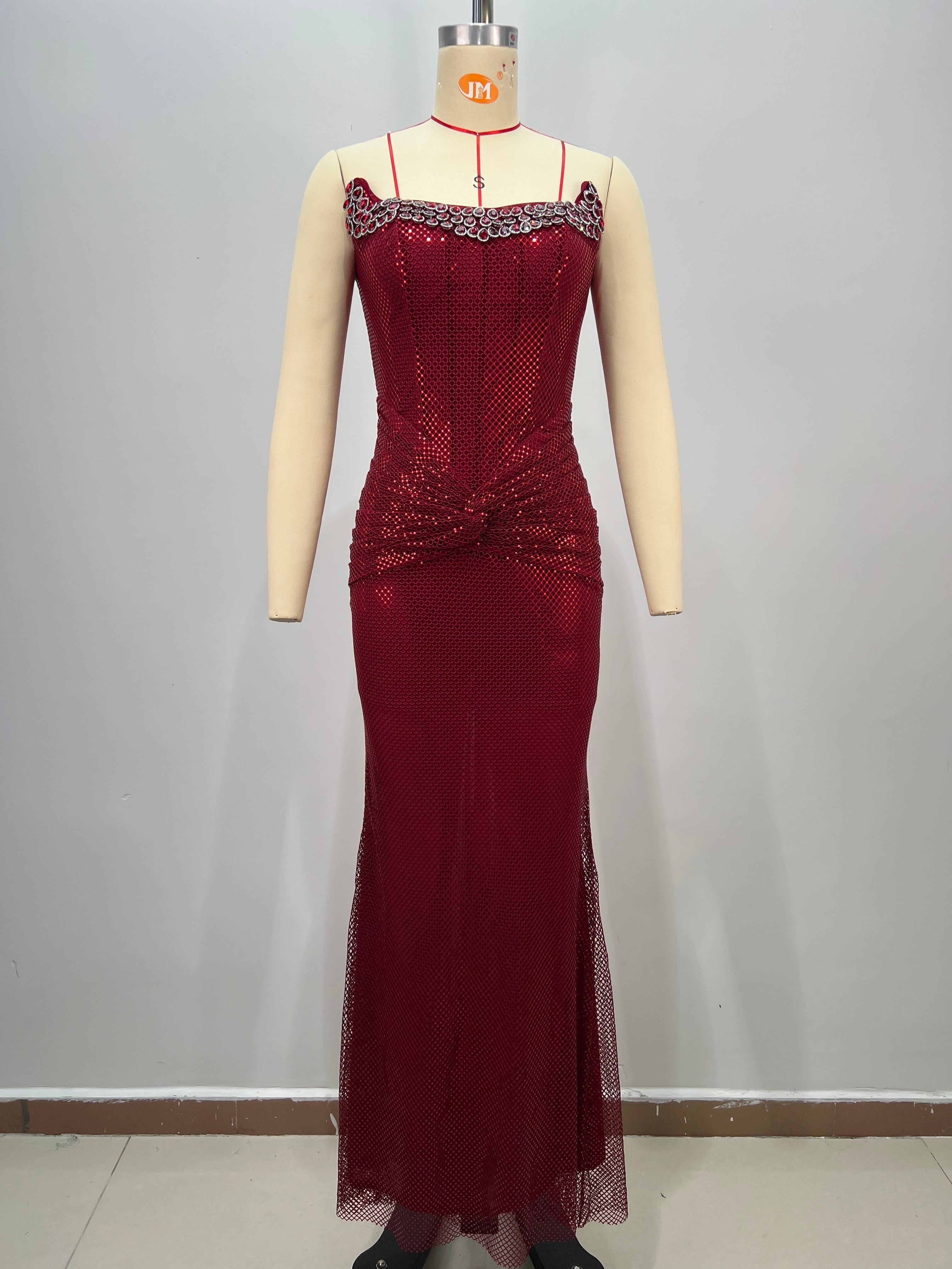 Refined Garnet Hour Evening Dress – Full Length