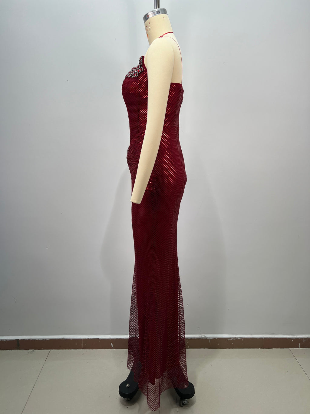 Refined Garnet Hour Evening Dress – Back View