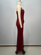 Refined Garnet Hour Evening Dress – Flow Shot