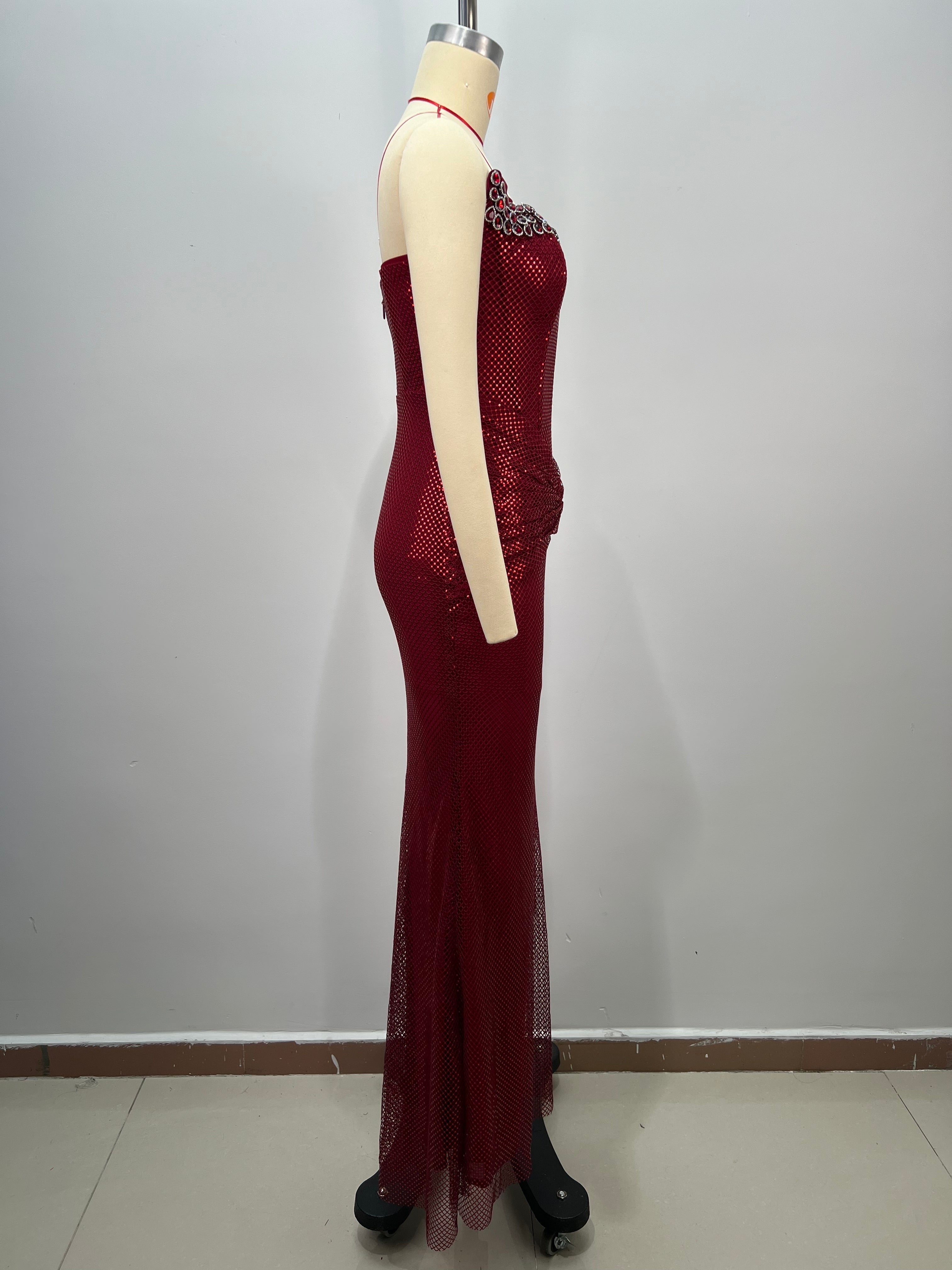 Refined Garnet Hour Evening Dress – Flow Shot