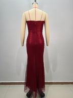 Refined Garnet Hour Evening Dress – Silhouette