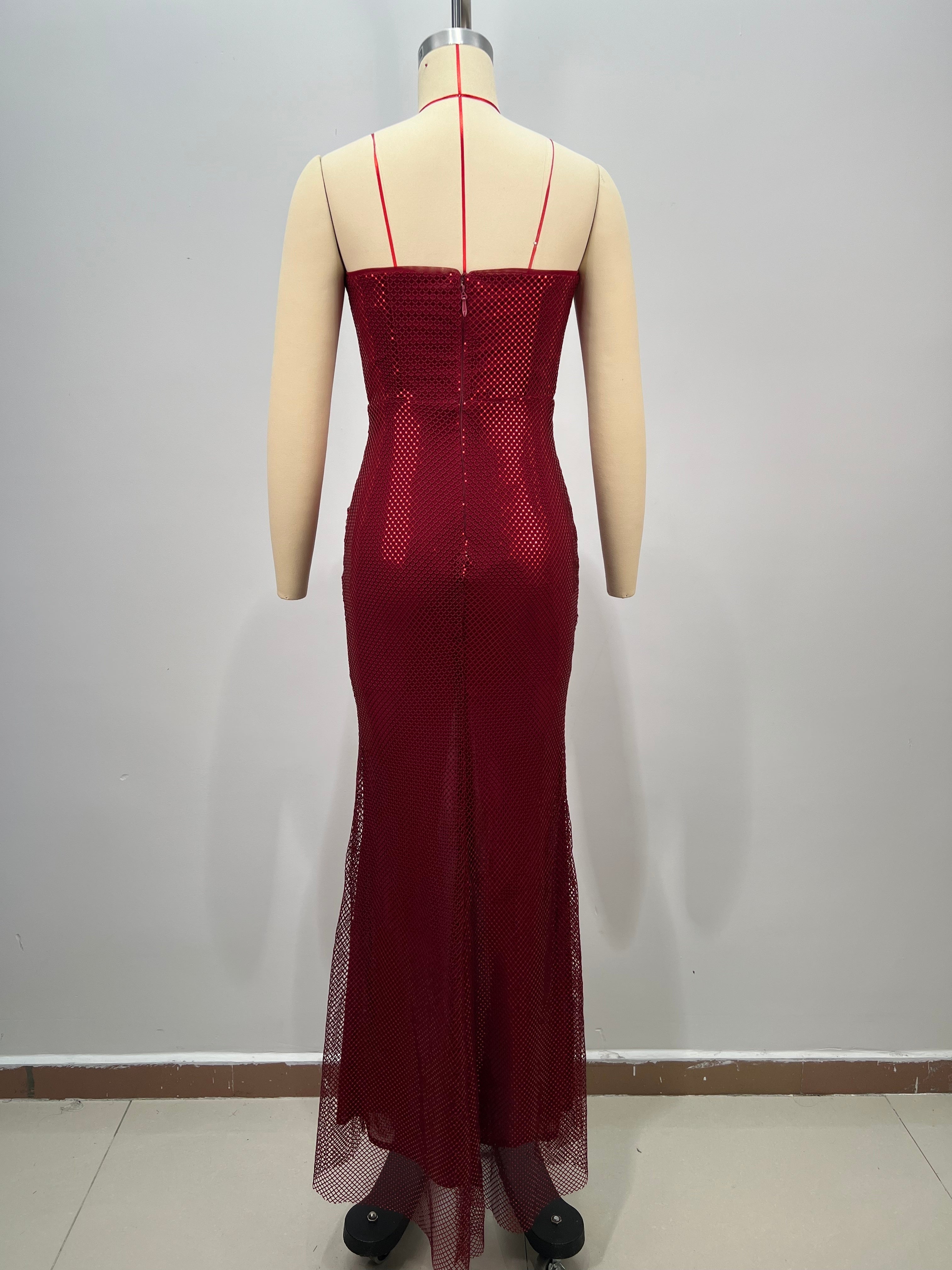 Refined Garnet Hour Evening Dress – Silhouette