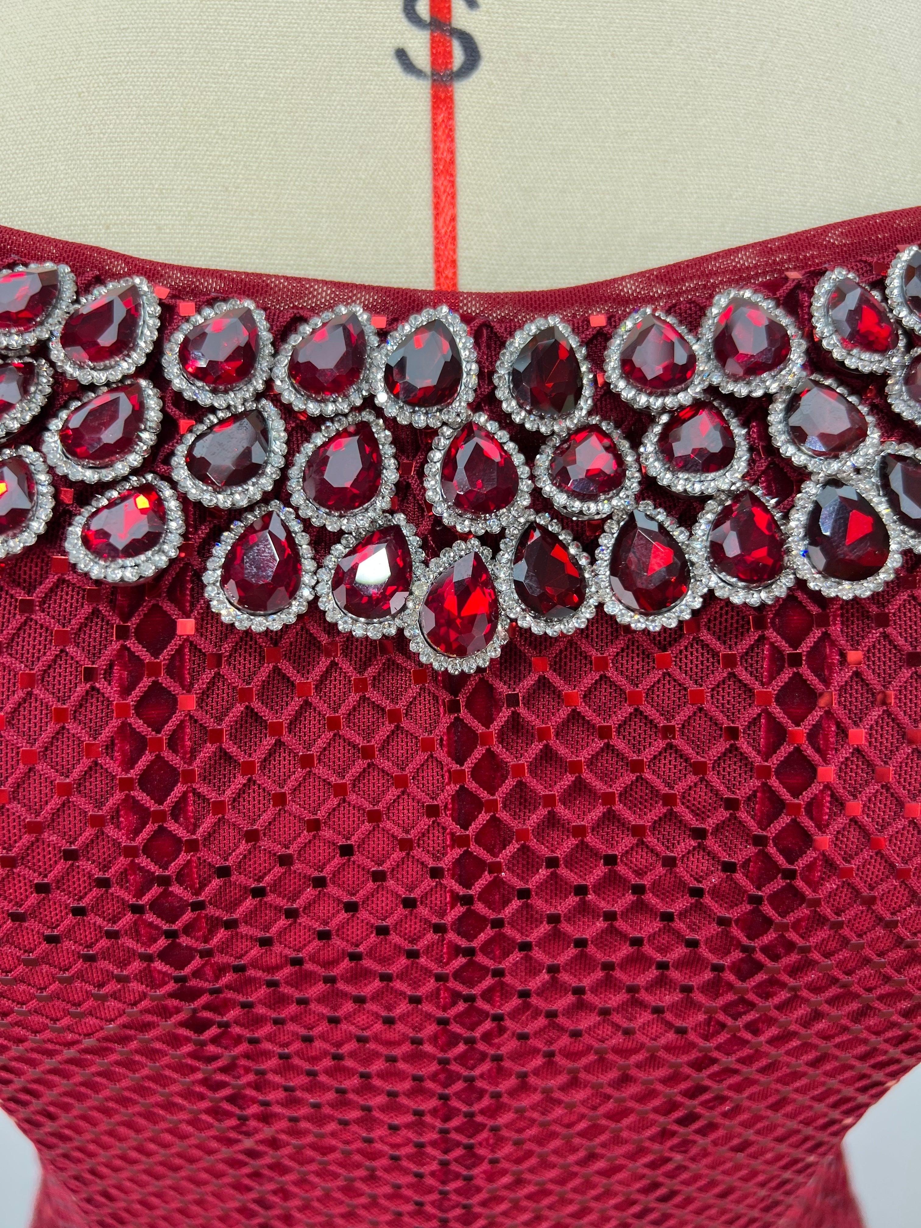 Refined Garnet Hour Evening Dress – Side View