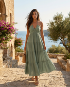 Violet Breeze Dress – Detail View | Women's Maxi Dress