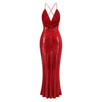 Graceful Crimson Lure Evening Dress – Front View