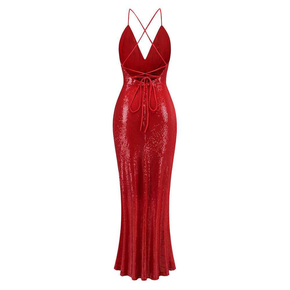 Graceful Crimson Lure Evening Dress – Front View