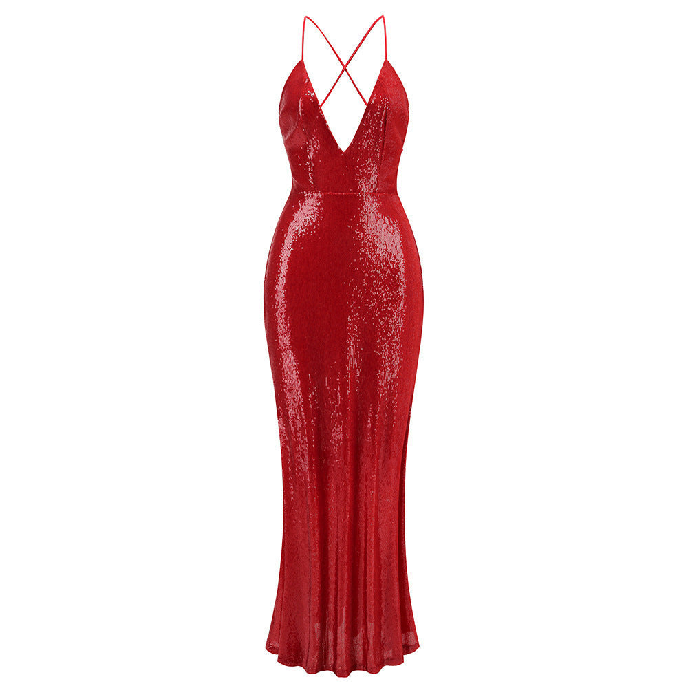 Graceful Crimson Lure Evening Dress – Movement Shot