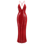 Graceful Crimson Lure Evening Dress – Movement Shot