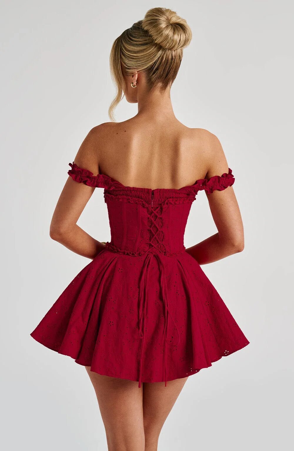 Captivating Bordeaux Bloom Cocktail Dress – Full Length