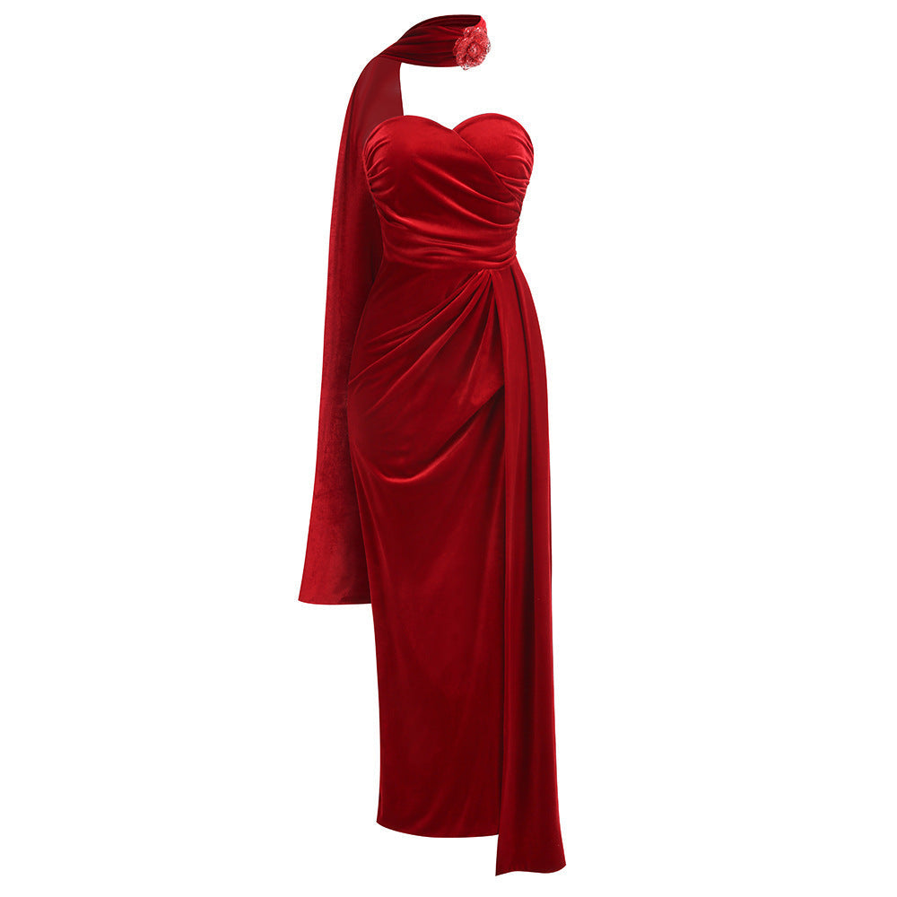 Sophisticated Velvet Whisper Evening Dress – Editorial Shot