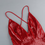Graceful Crimson Lure Evening Dress – Close Up