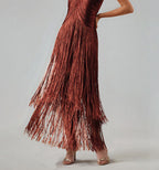 Polished Midnight Fringe Evening Dress – Editorial Shot