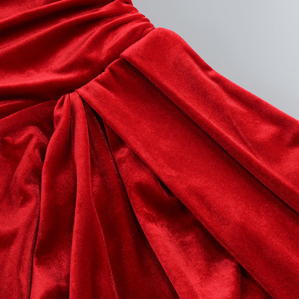 Sophisticated Velvet Whisper Evening Dress – Texture Detail