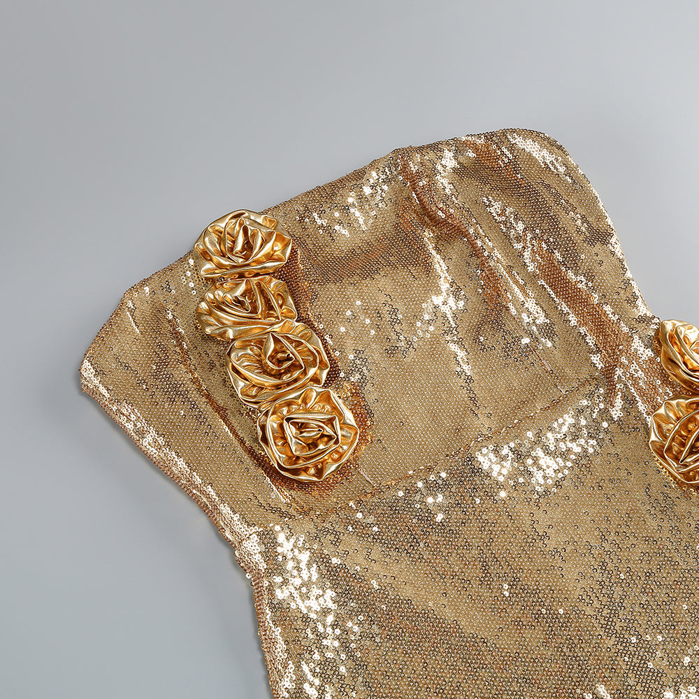 Alluring Gilded Ember Evening Dress – Editorial Shot