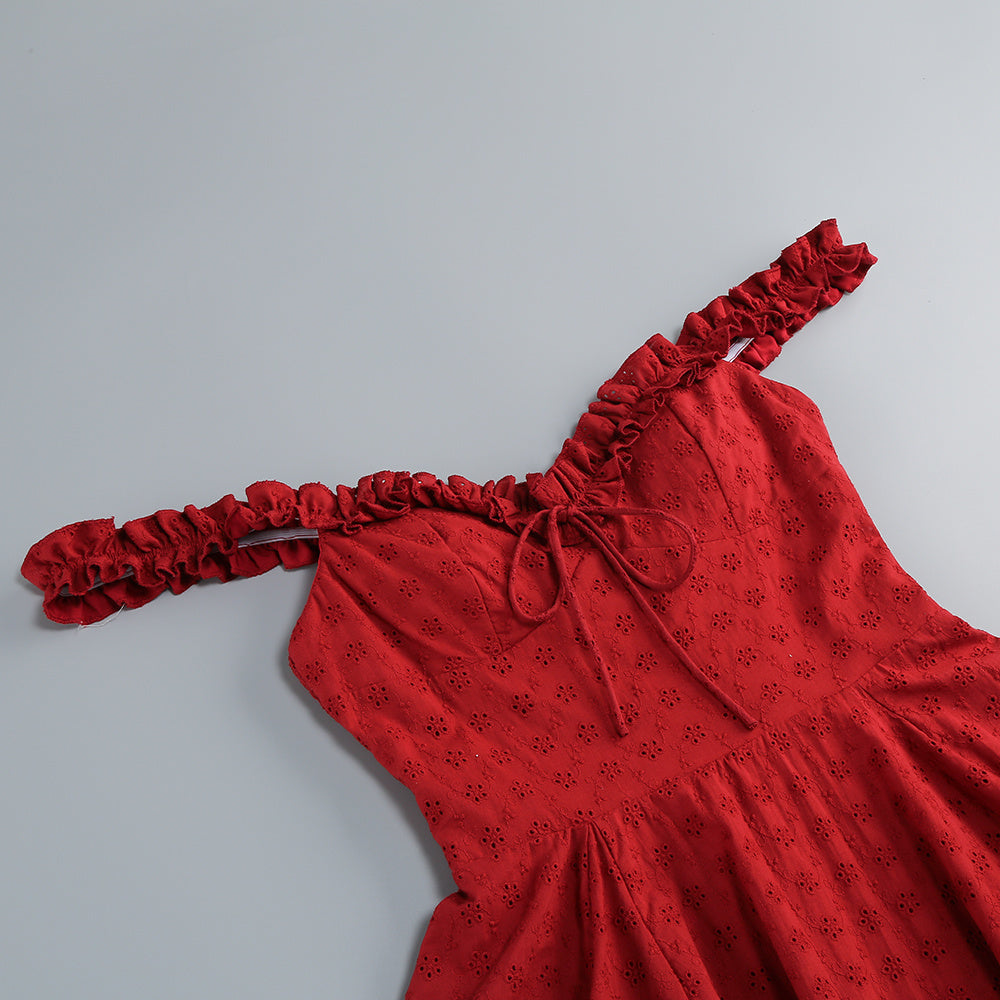 Captivating Bordeaux Bloom Cocktail Dress – Close Up