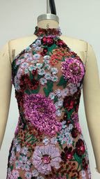 Sophisticated Winter Bloom Cocktail Dress – Close Up