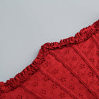 Captivating Bordeaux Bloom Cocktail Dress – Back View