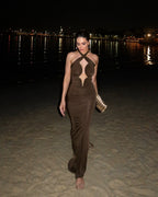 Luxe Crimson Ceremony Evening Dress – Movement Shot