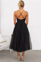 Enchanting Citrine Dream - Dark Evening Dress – Back View