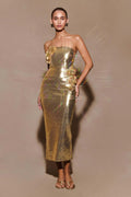 Alluring Gilded Ember Evening Dress – Front View