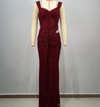 Alluring Midnight Claret Evening Dress – Detail View