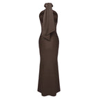 Luxe Crimson Ceremony Evening Dress – Worn View