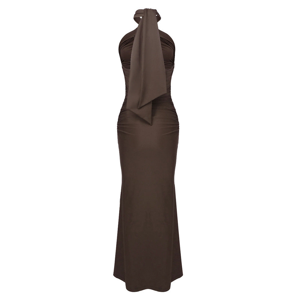 Luxe Crimson Ceremony Evening Dress – Worn View
