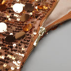 Radiant Golden Decadence Evening Dress – Model View