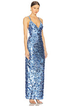 Refined Blue Solstice Evening Dress – Worn View