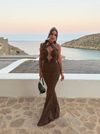 Luxe Crimson Ceremony Evening Dress – Front View