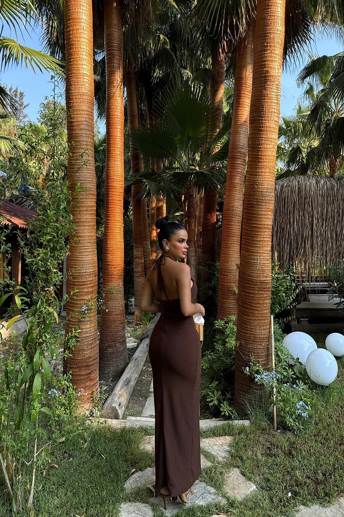 Graceful Bronze Whisper Evening Dress – Detail View