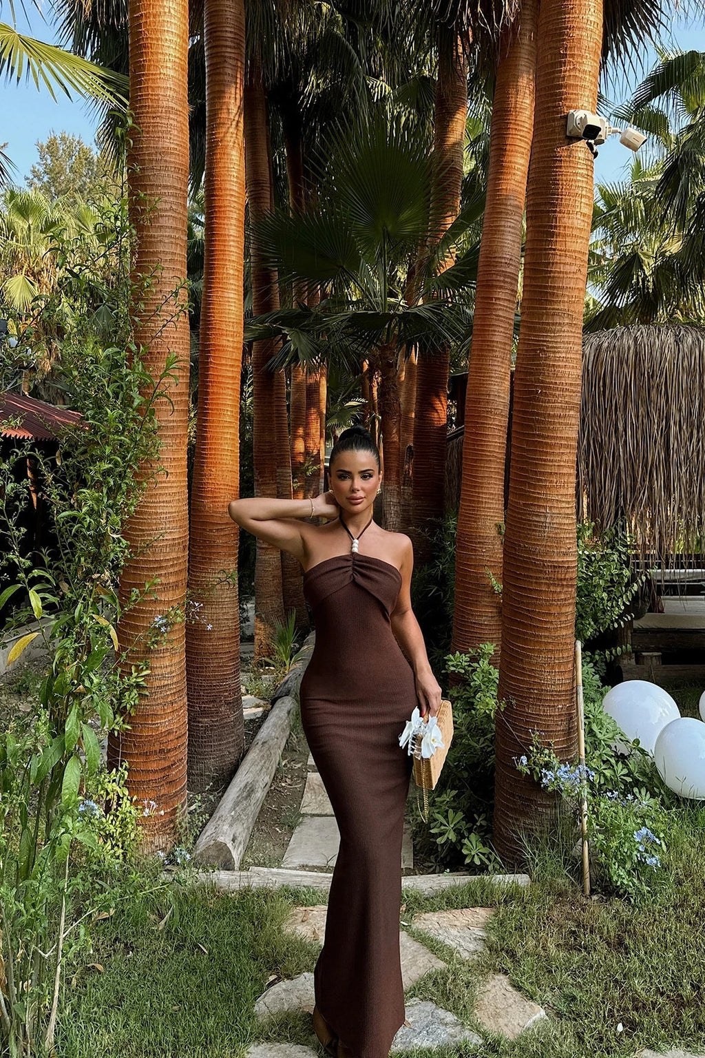 Graceful Bronze Whisper Evening Dress – Back View