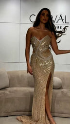 Graceful Golden Current Evening Dress – Side View
