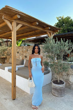 Sophisticated Sapphire Whisper Evening Dress – Flow Shot