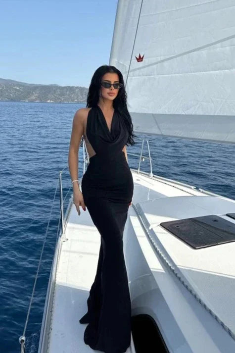 Elegant Luna Noir Evening Dress – Front View