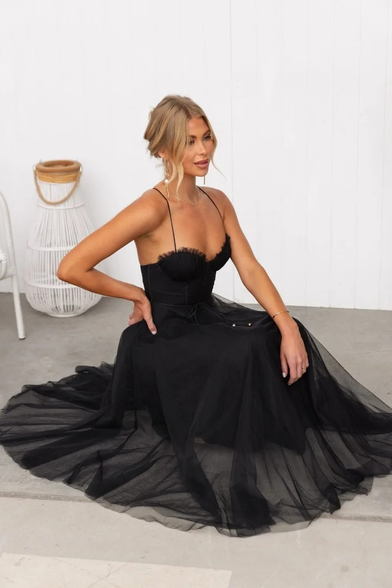Enchanting Citrine Dream - Dark Evening Dress – Texture Detail