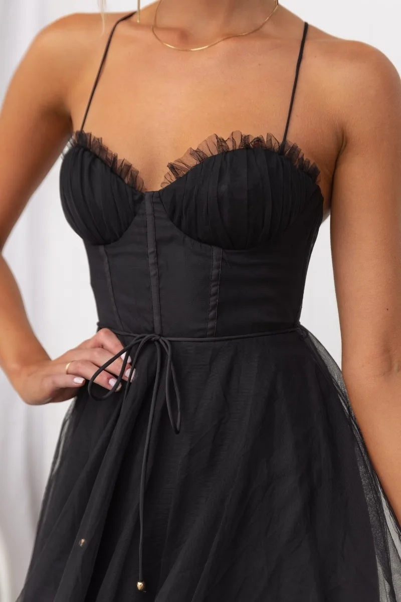 Enchanting Citrine Dream - Dark Evening Dress – Silhouette